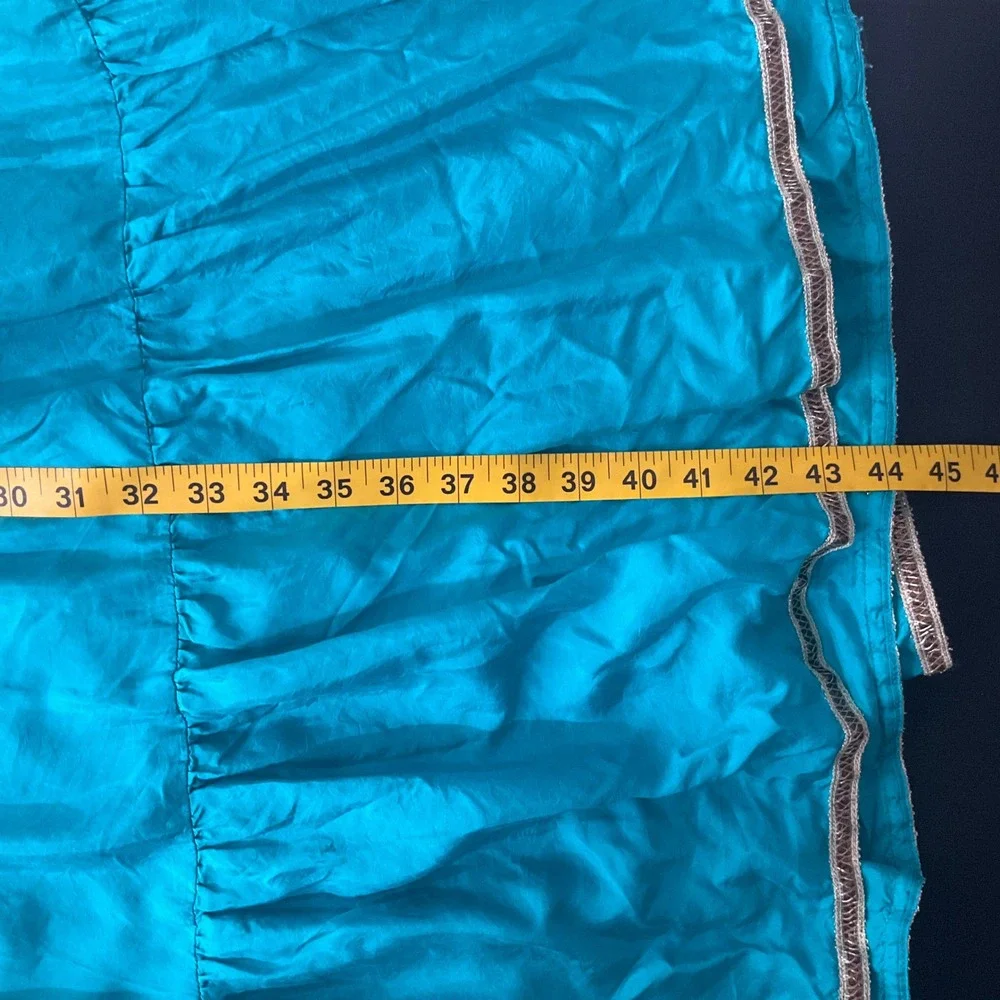 Maeve‎ Silk Maxi Dress Women Sz S Teal Blue 100% Silk Smocked Tiered Boho Halter